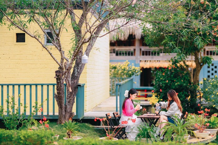 thư giãn tại sân vườn của homestay đẹp ở Mộc Châu 